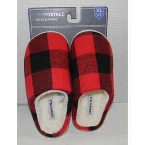 Aeropostale Kids Buffalo Check Plaid Slippers Youth Size XL (4-5) Christmas New